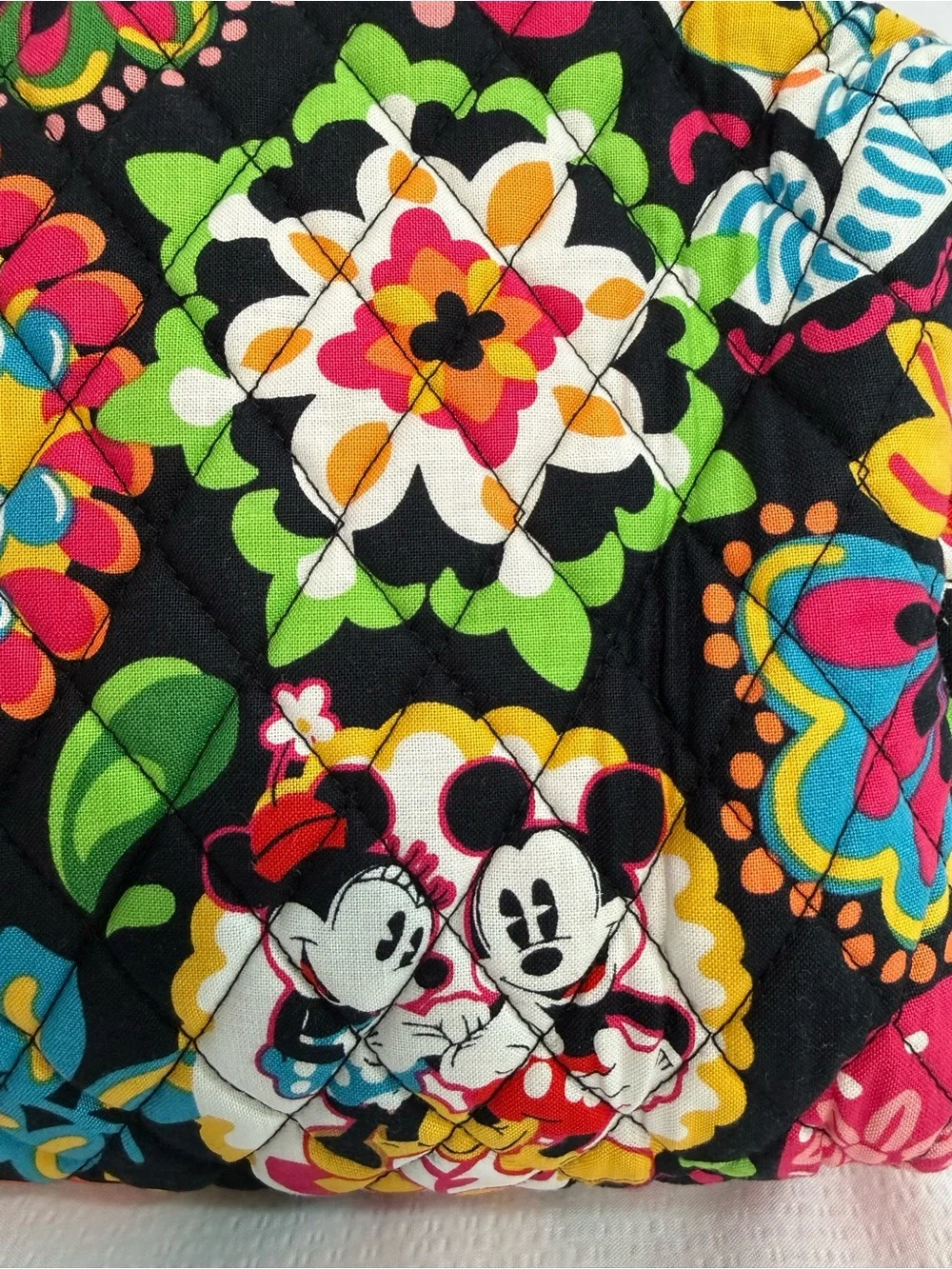 Vera Bradley Disney Mickey & Minnie Quilted Cosmetic Bag - Black Floral